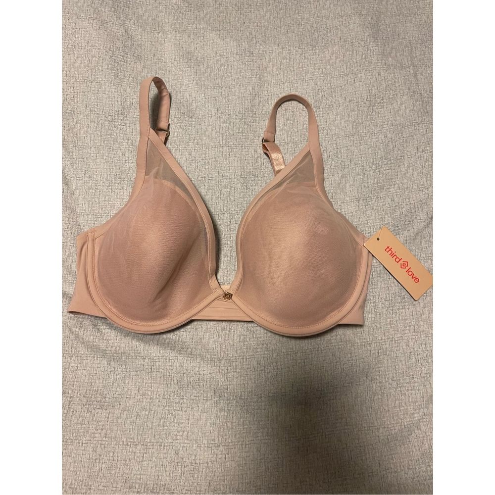Thirdlove size 32E classic uplift plunge bra taupe mesh - NWT - Picture 2 of 6